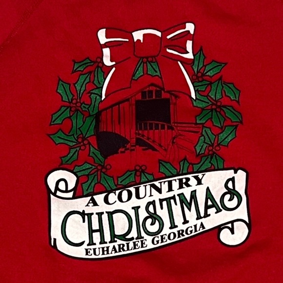 Vintage Country Christmas Georgia Red Xmas Pullover Sweatshirt - Picture 2 of 3